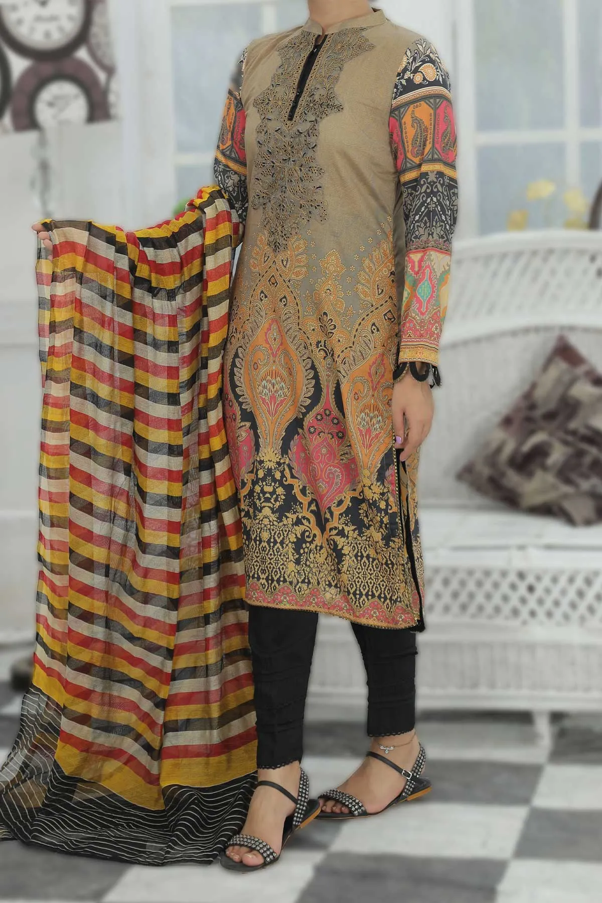 3 PIECE DIGITAL PRINT LAWN| DPC-155 B