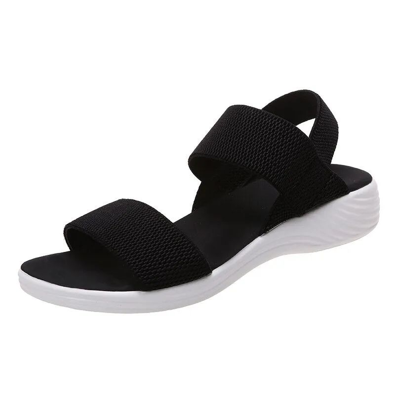 Amozae Christmas Gift Women's Wedge Heel Platform Cozy Sandals Ladies Outdoor Beach Sandals Elastic Band Designer Shoes Sandals Women Summer