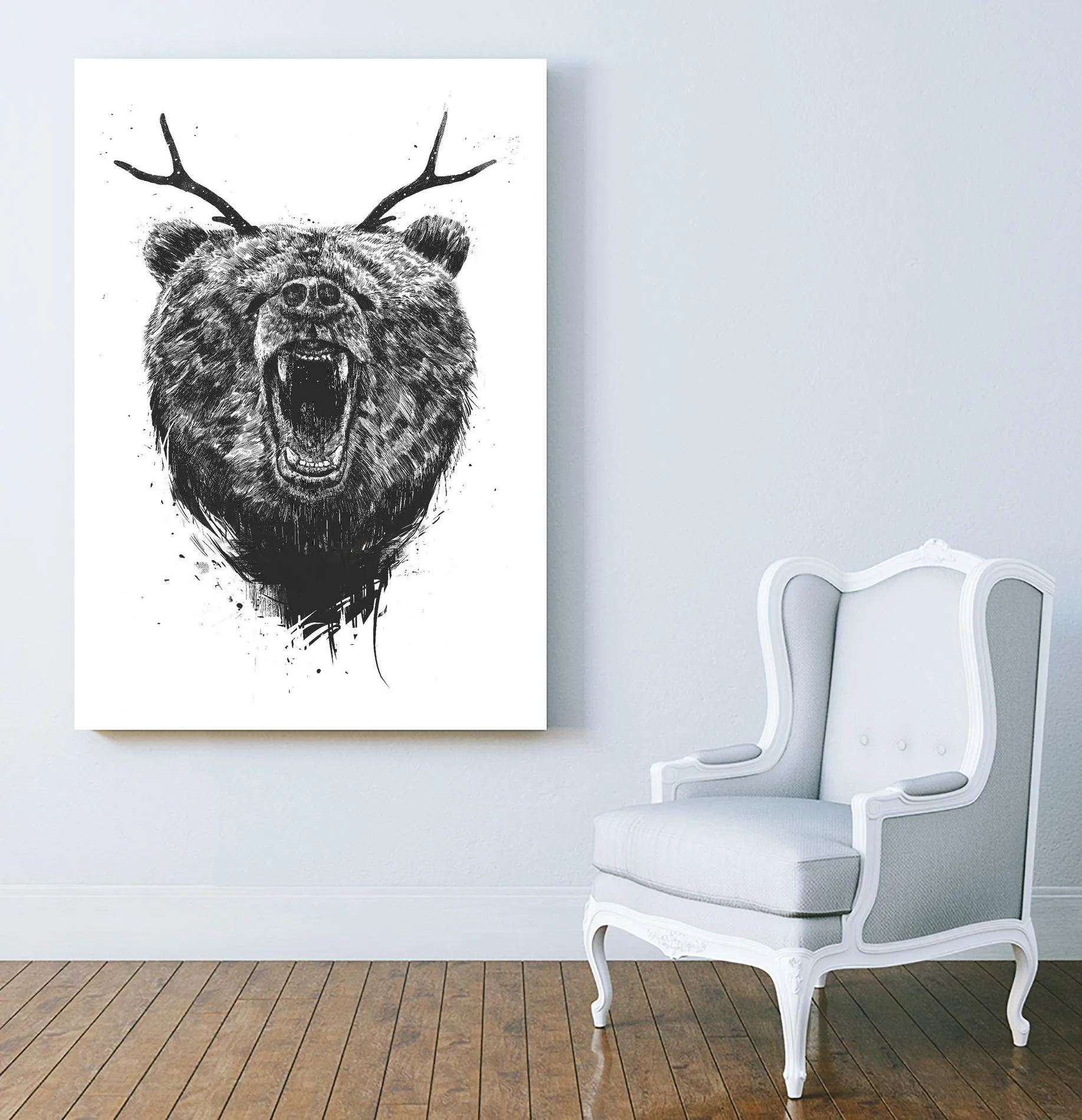 Angry Bear With Antlers