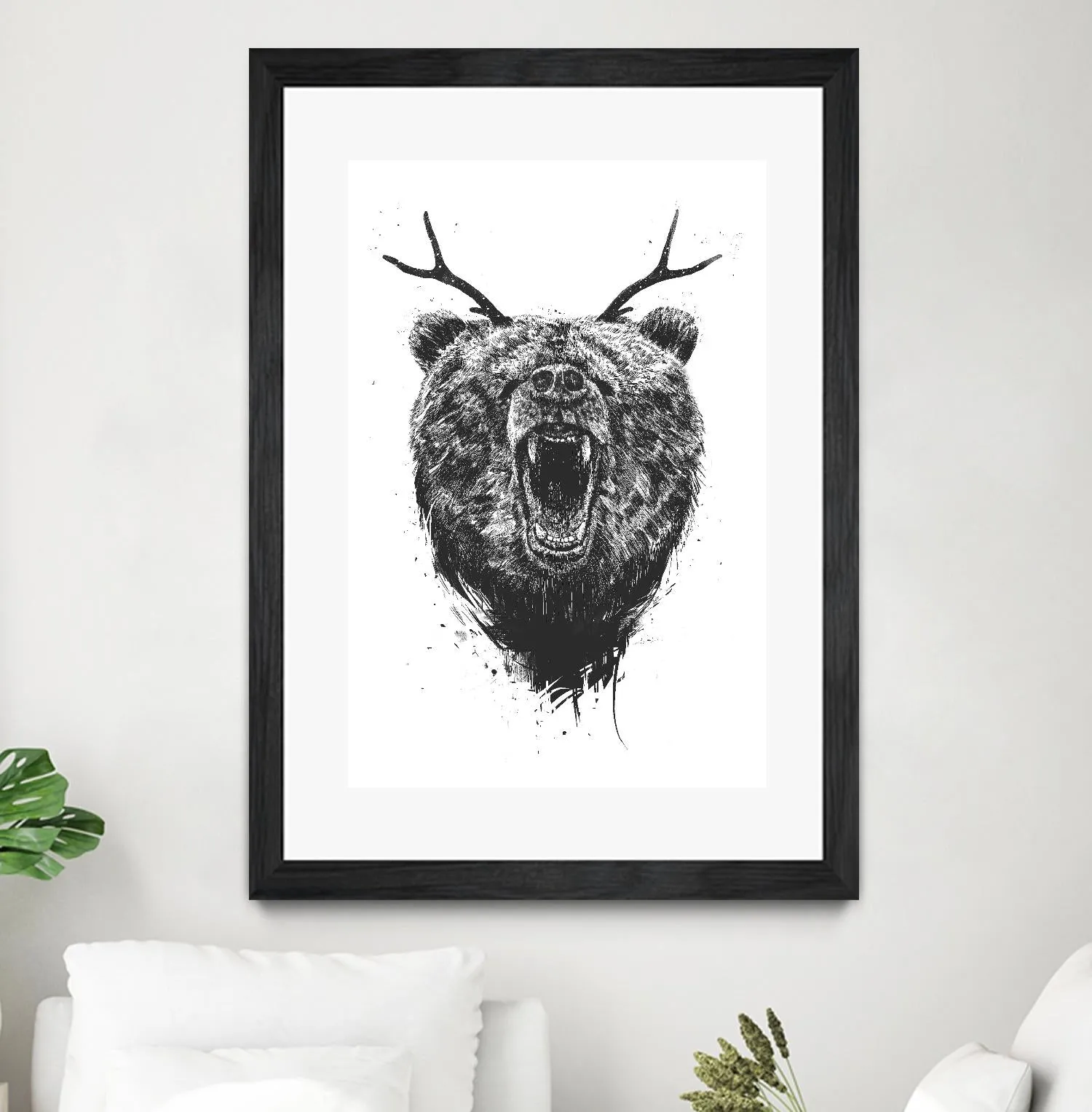 Angry Bear With Antlers
