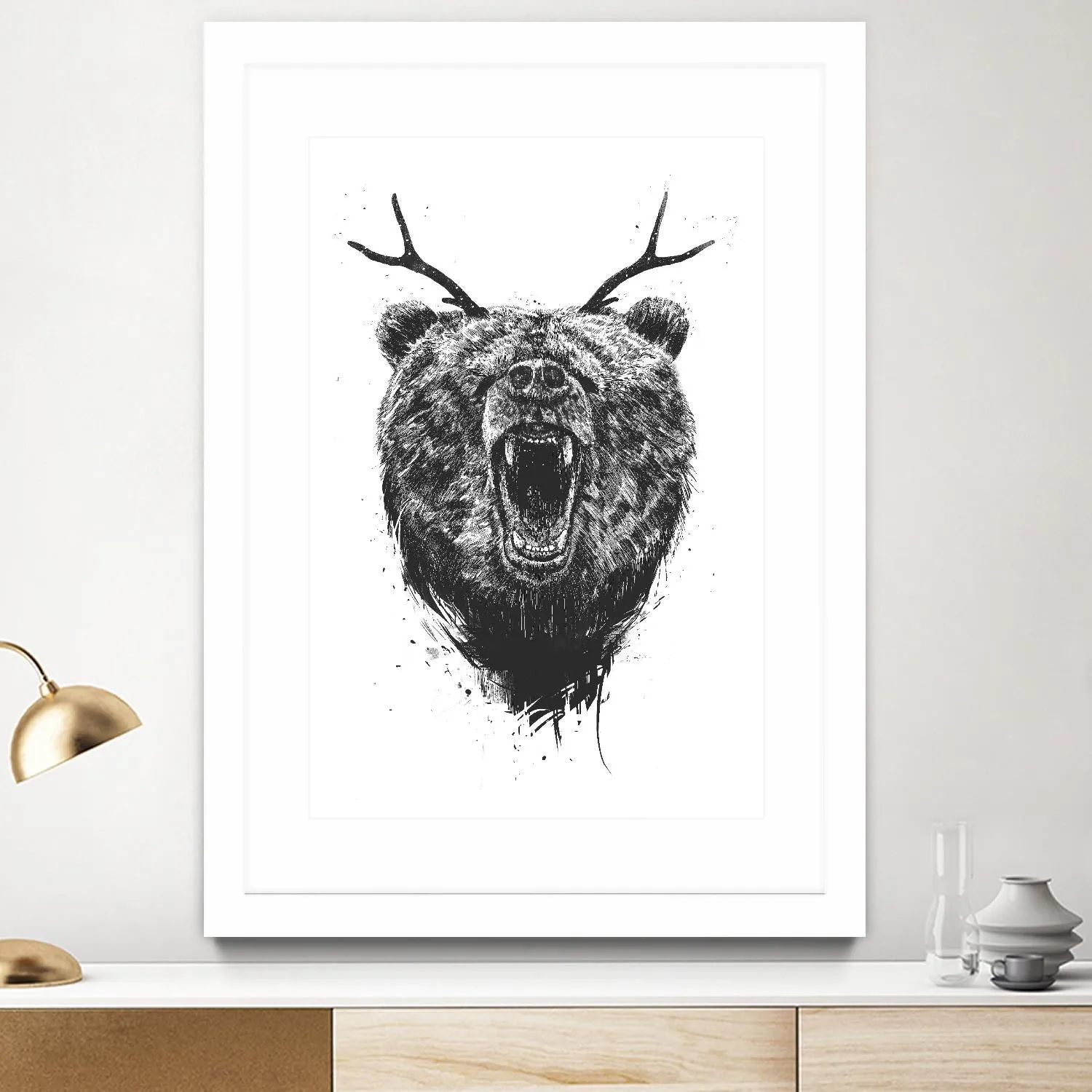 Angry Bear With Antlers