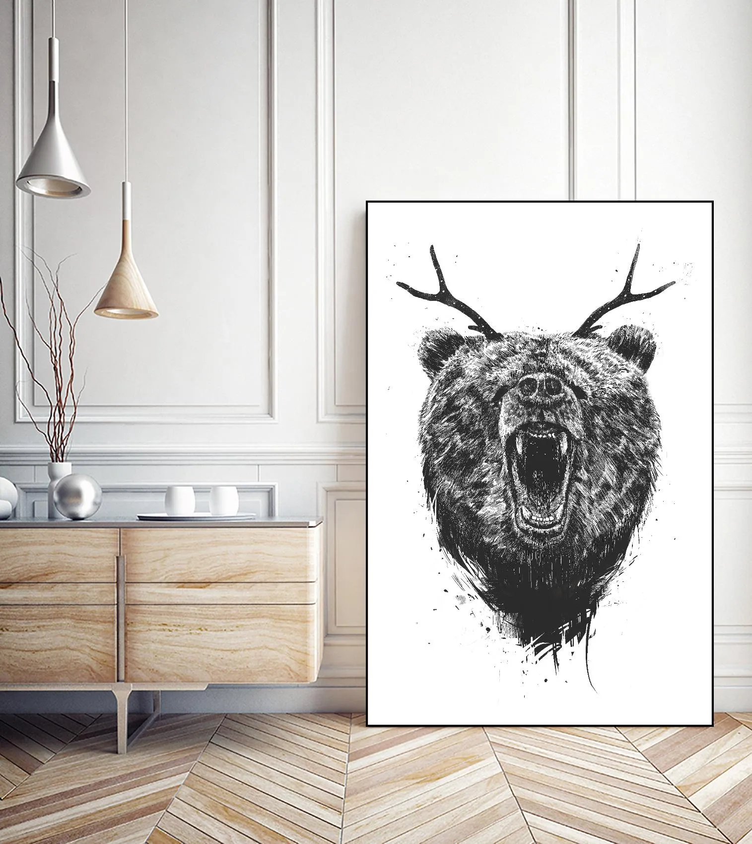 Angry Bear With Antlers