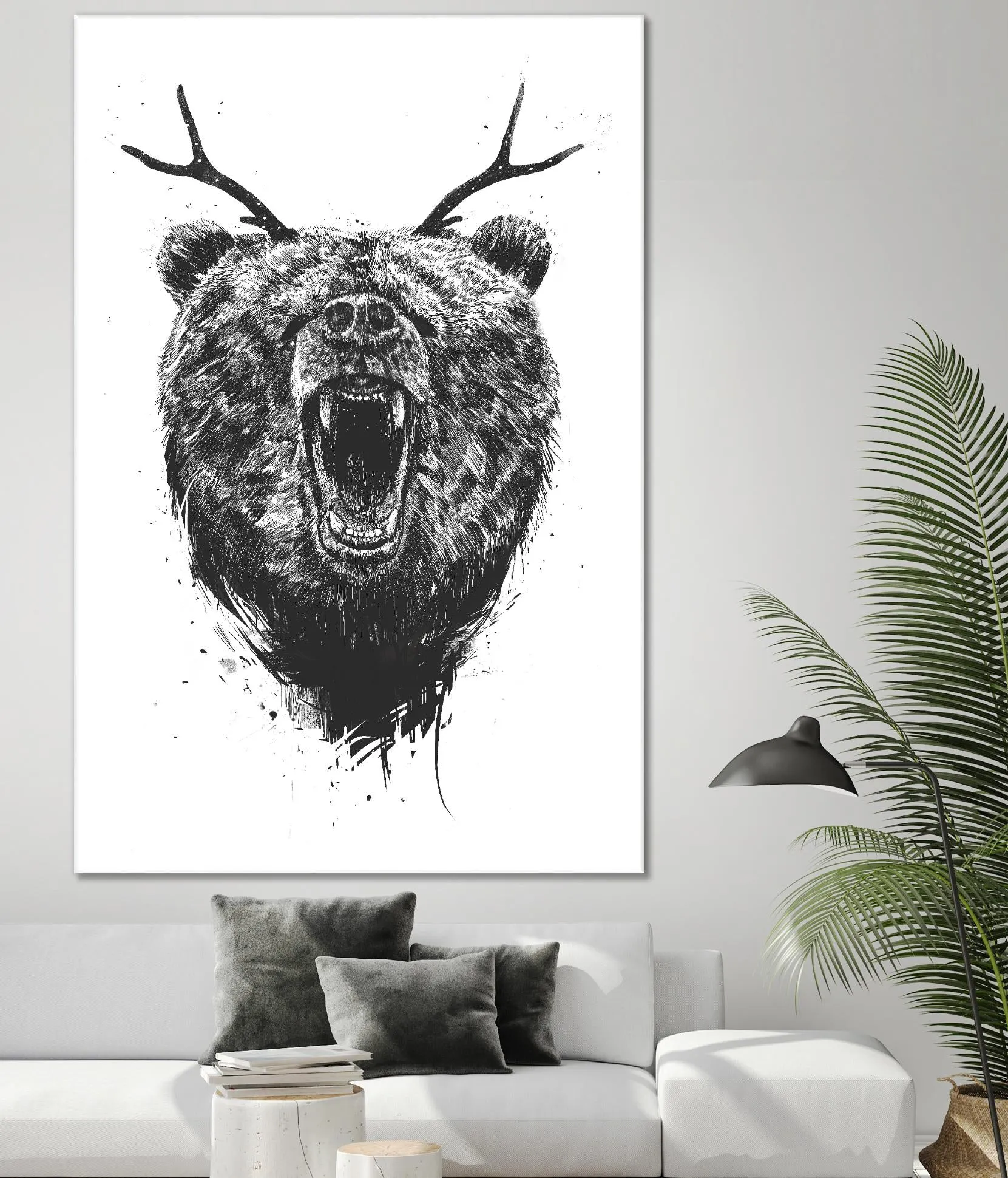 Angry Bear With Antlers