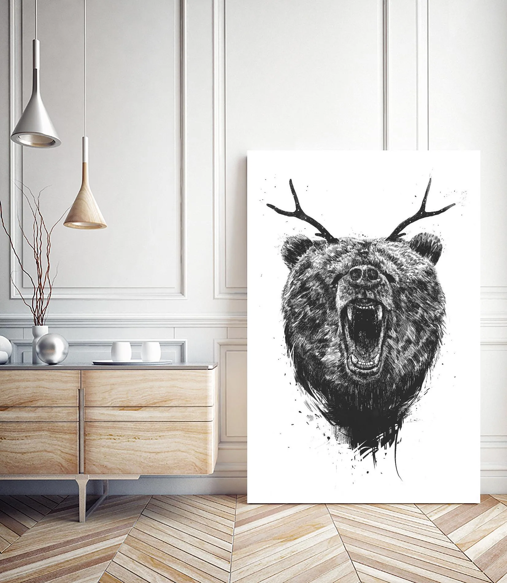 Angry Bear With Antlers