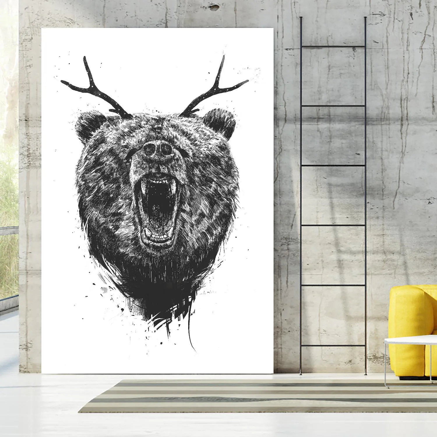 Angry Bear With Antlers