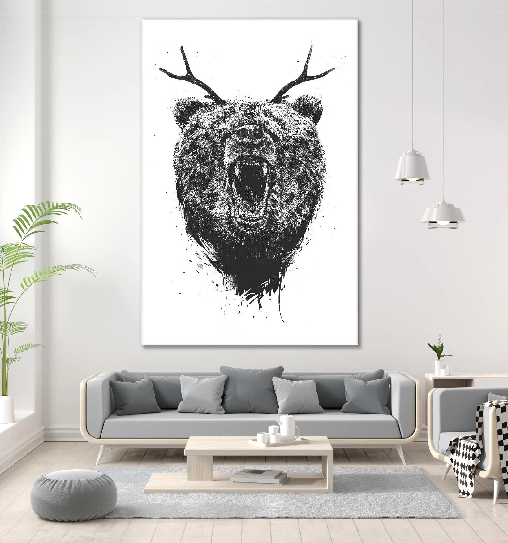 Angry Bear With Antlers