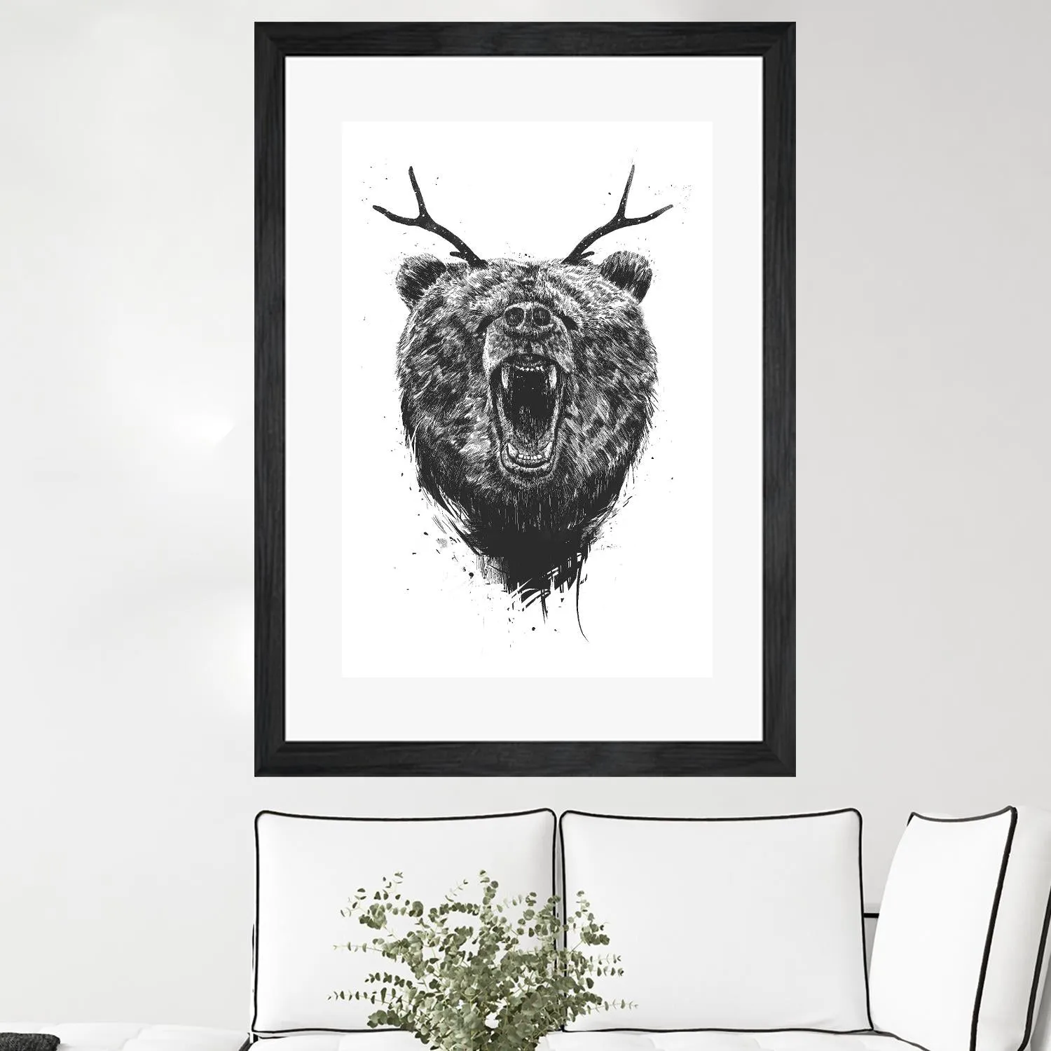 Angry Bear With Antlers