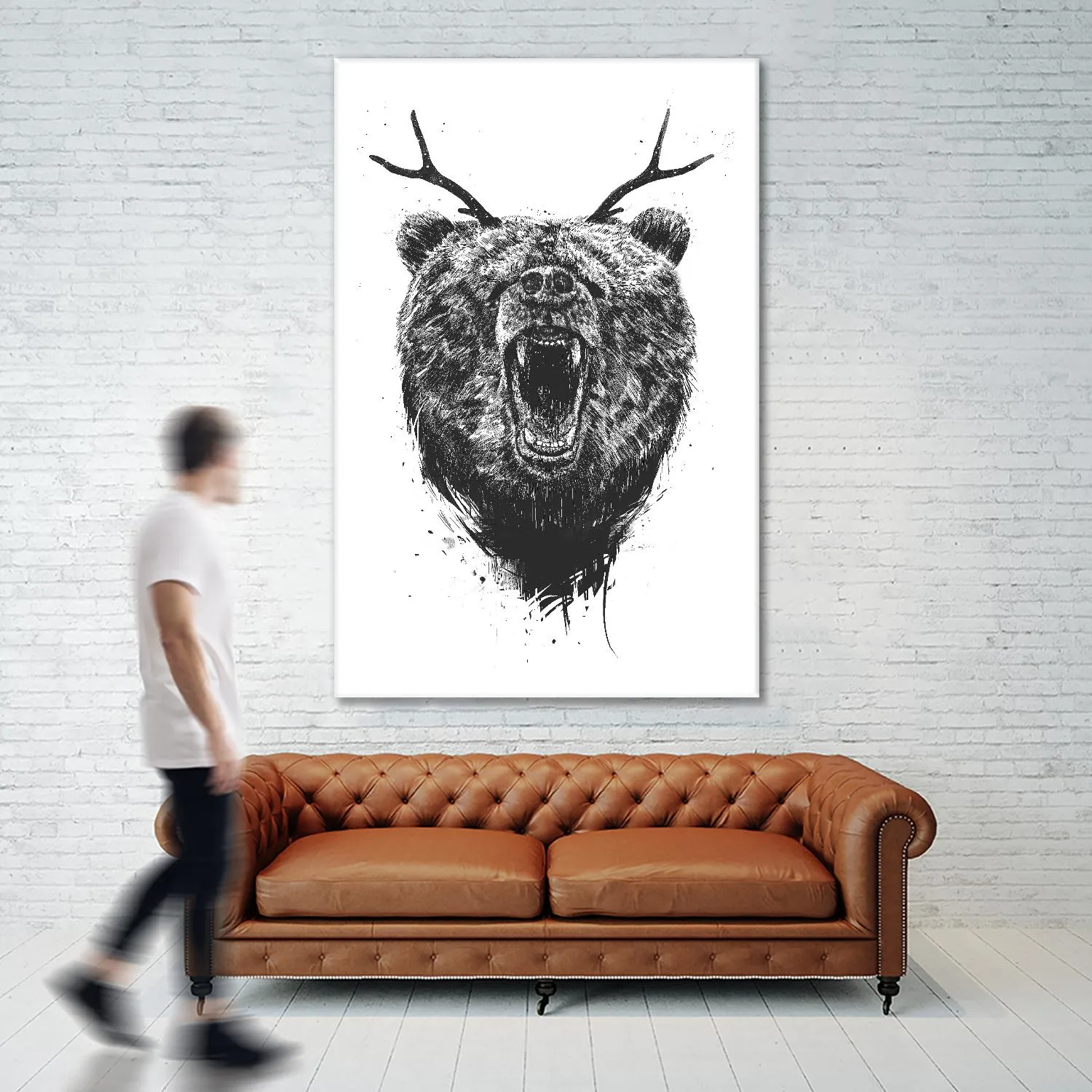 Angry Bear With Antlers