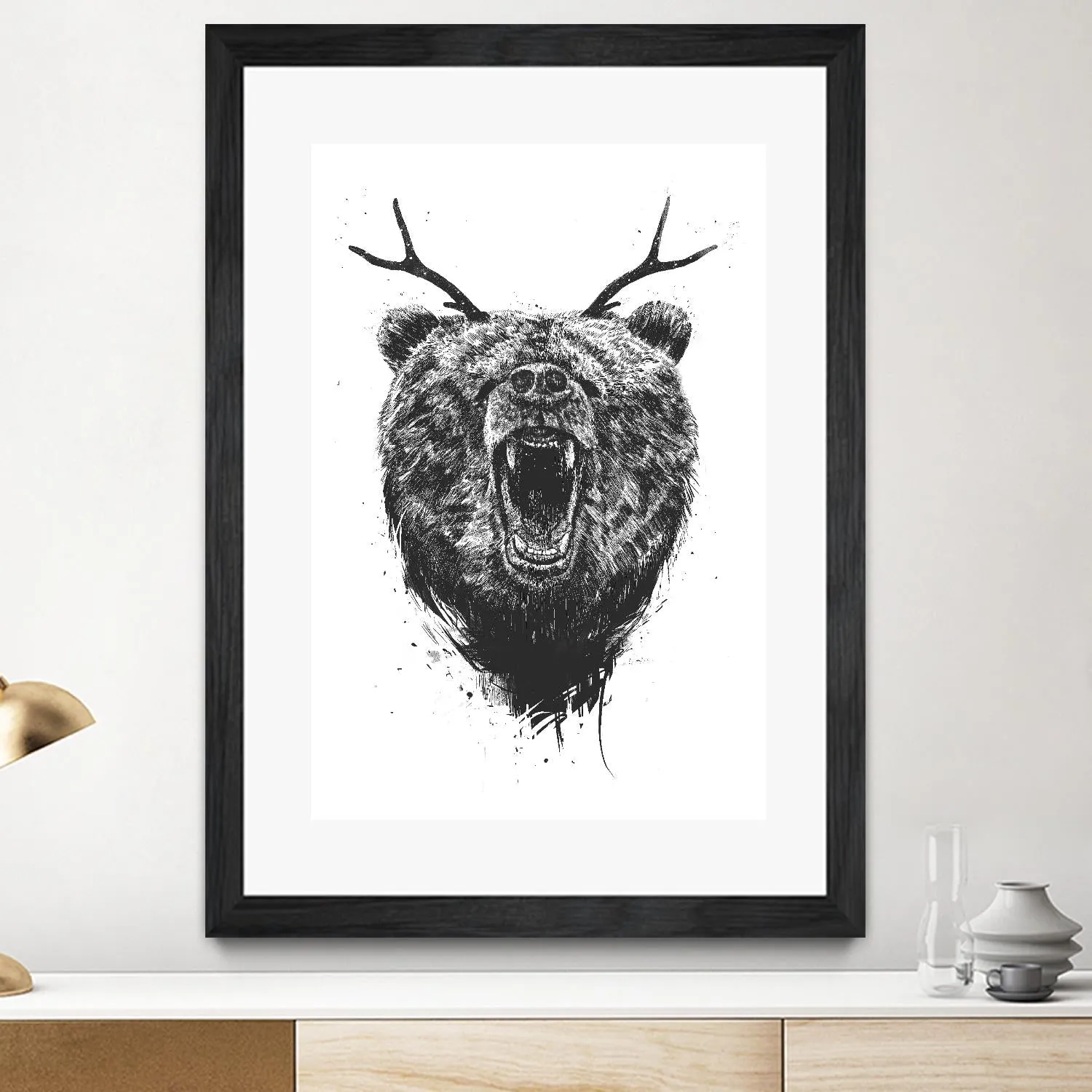 Angry Bear With Antlers