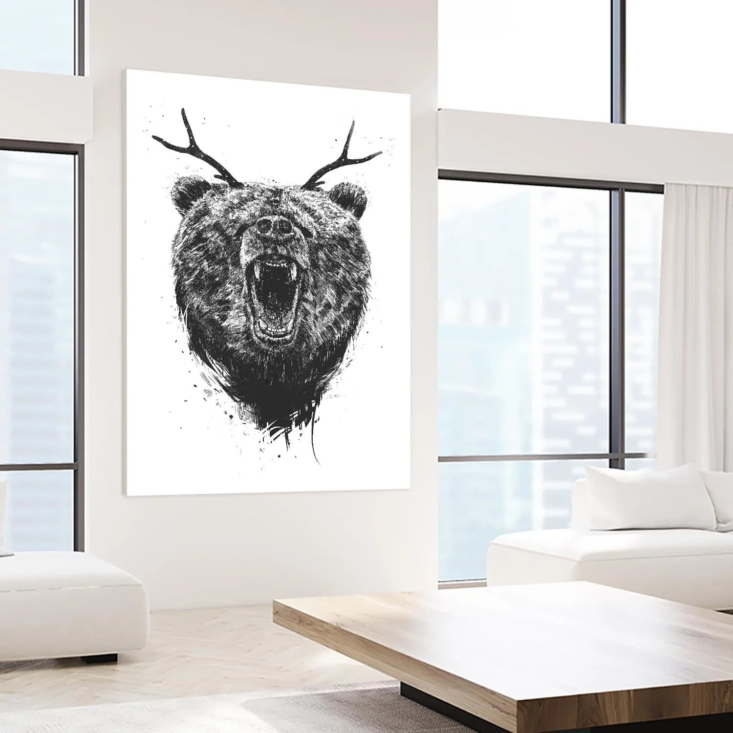 Angry Bear With Antlers