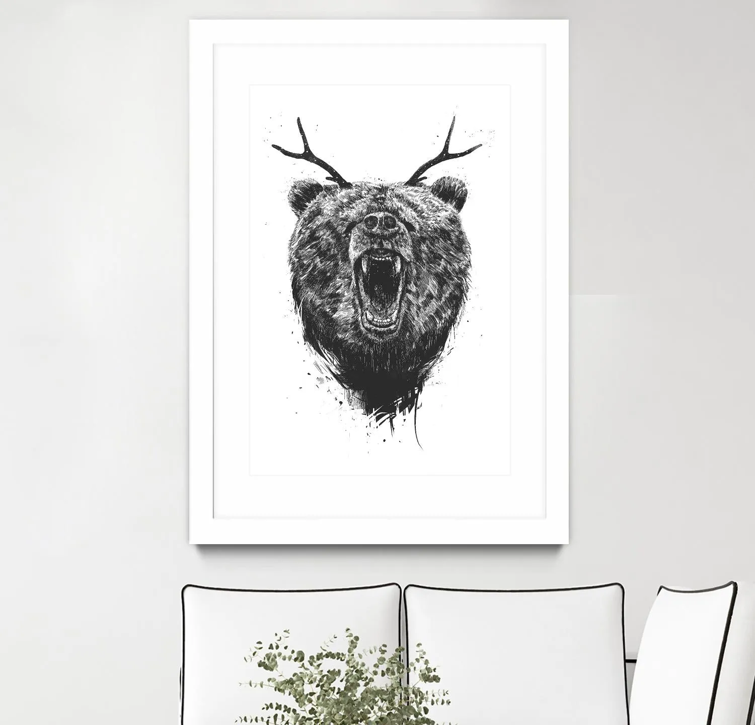 Angry Bear With Antlers
