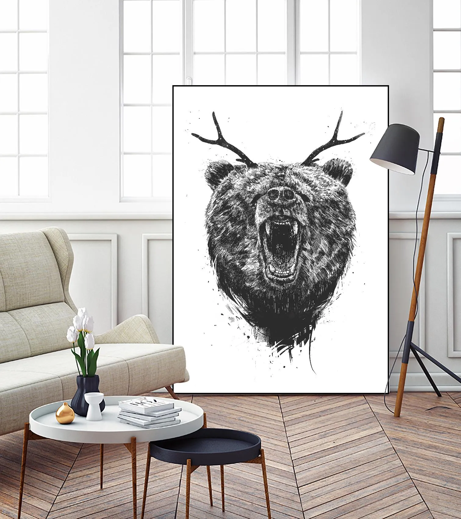 Angry Bear With Antlers