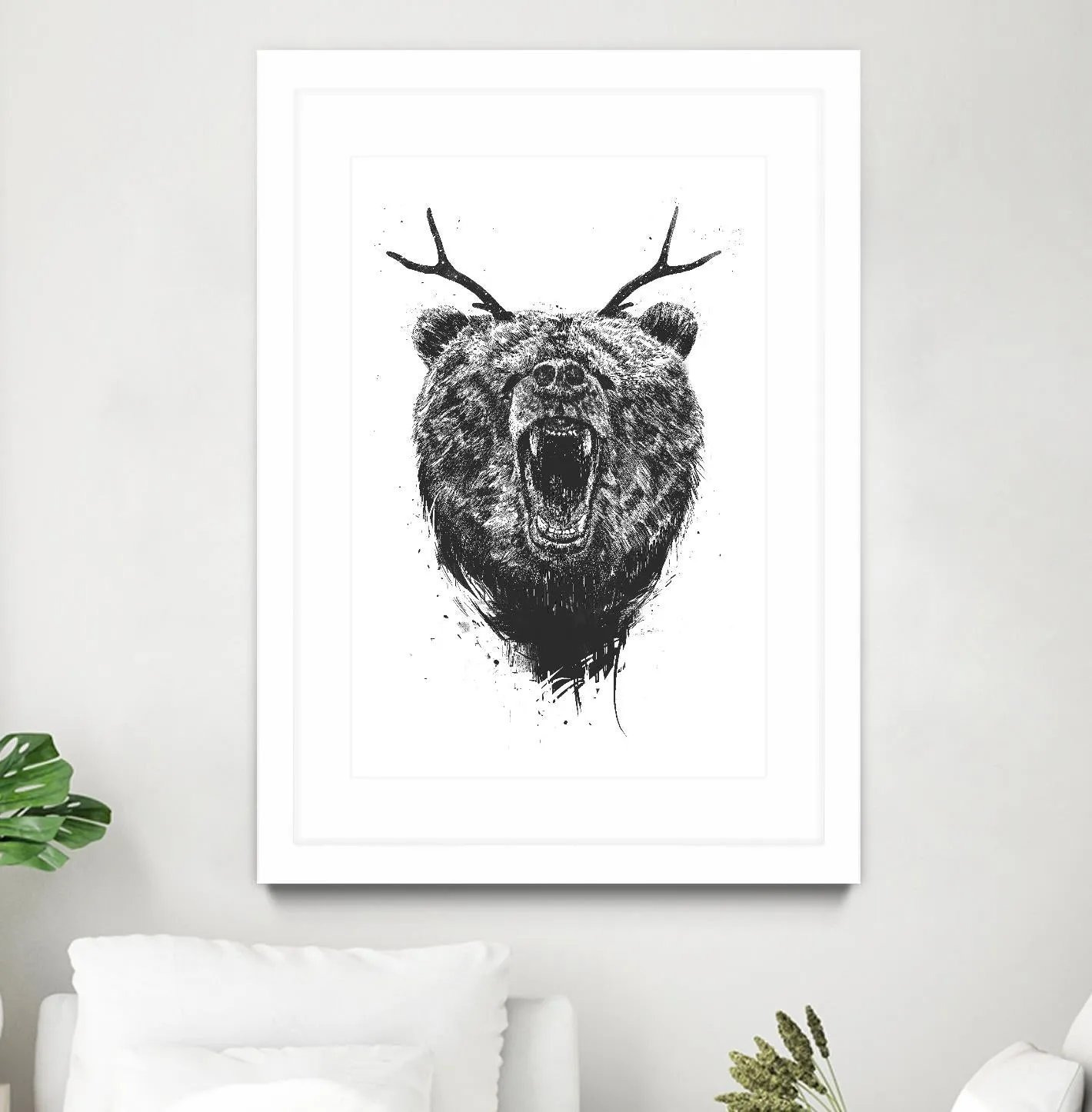 Angry Bear With Antlers