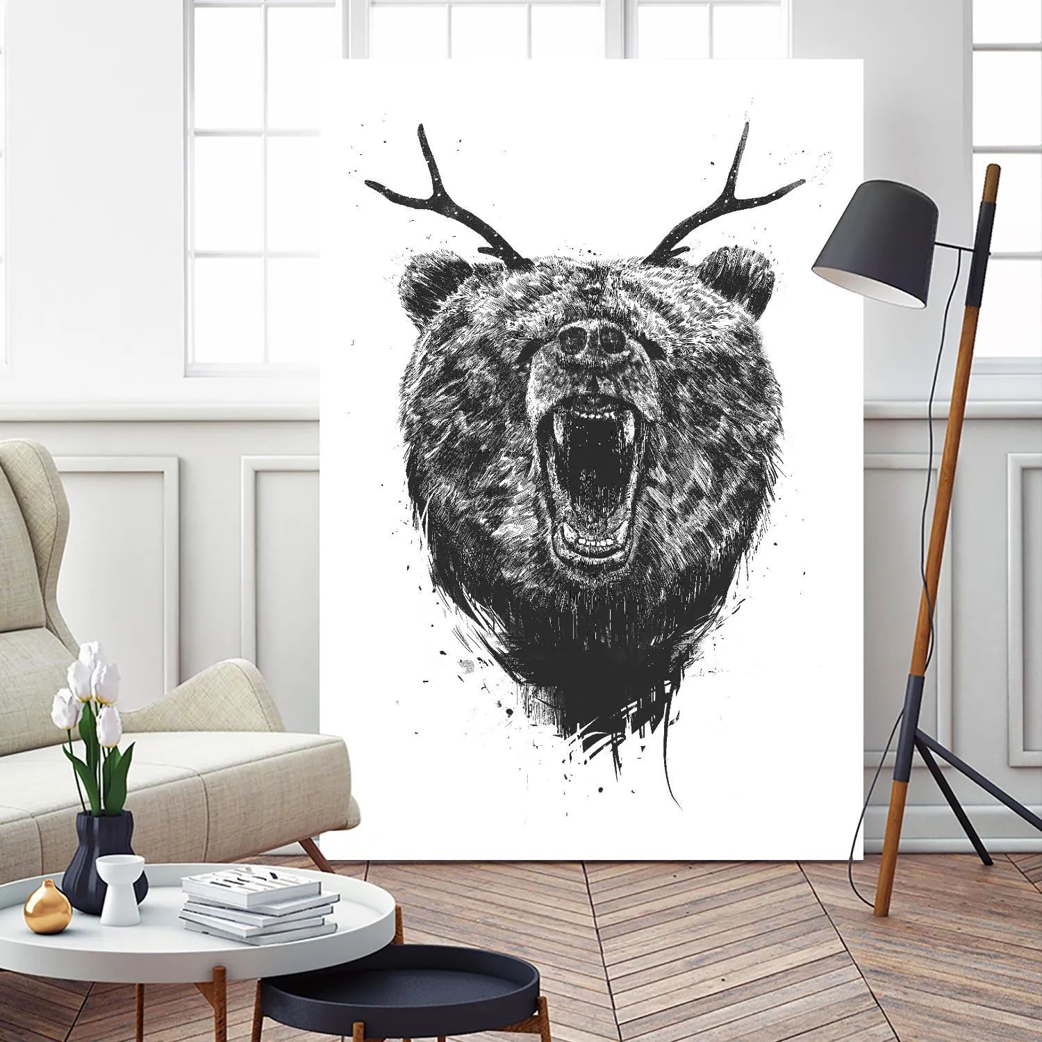 Angry Bear With Antlers