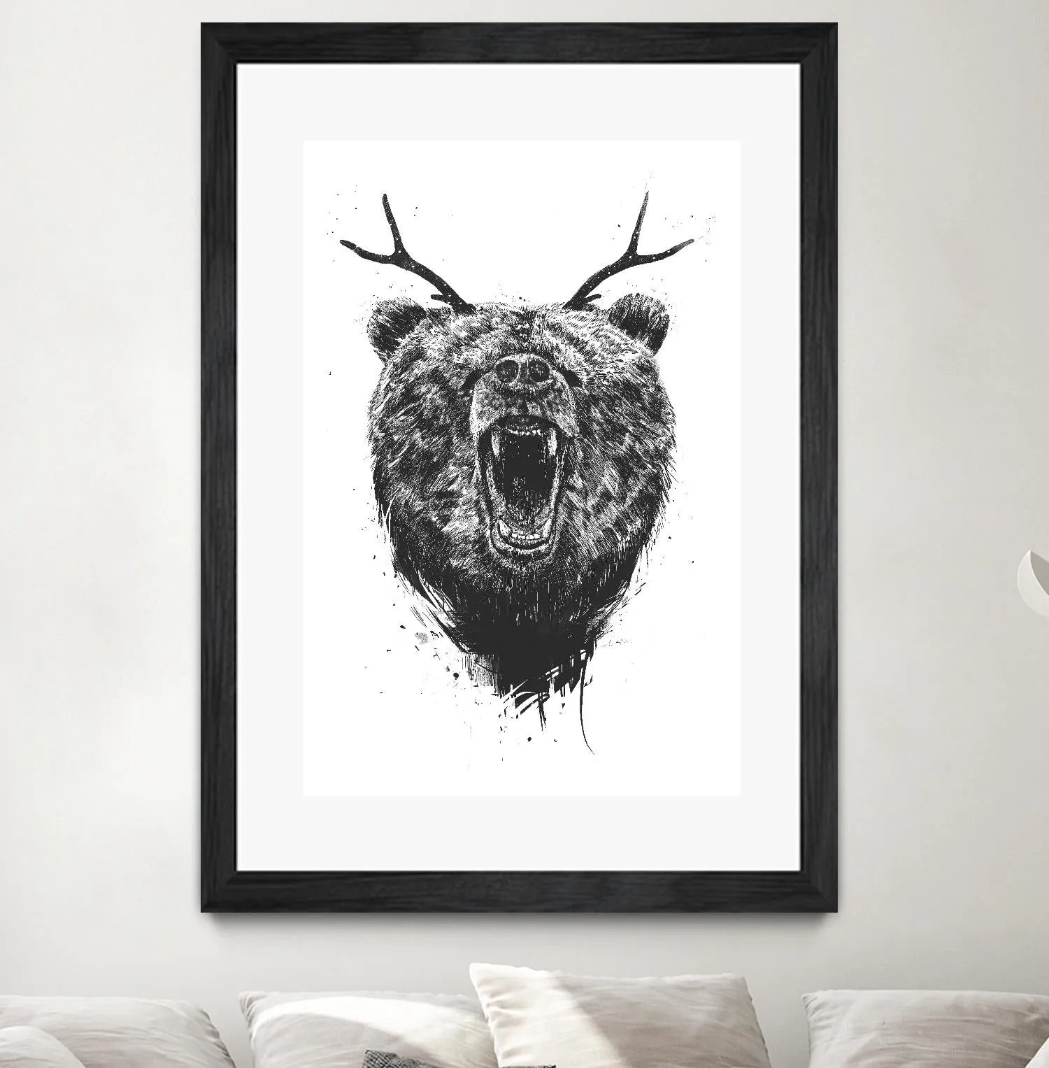 Angry Bear With Antlers