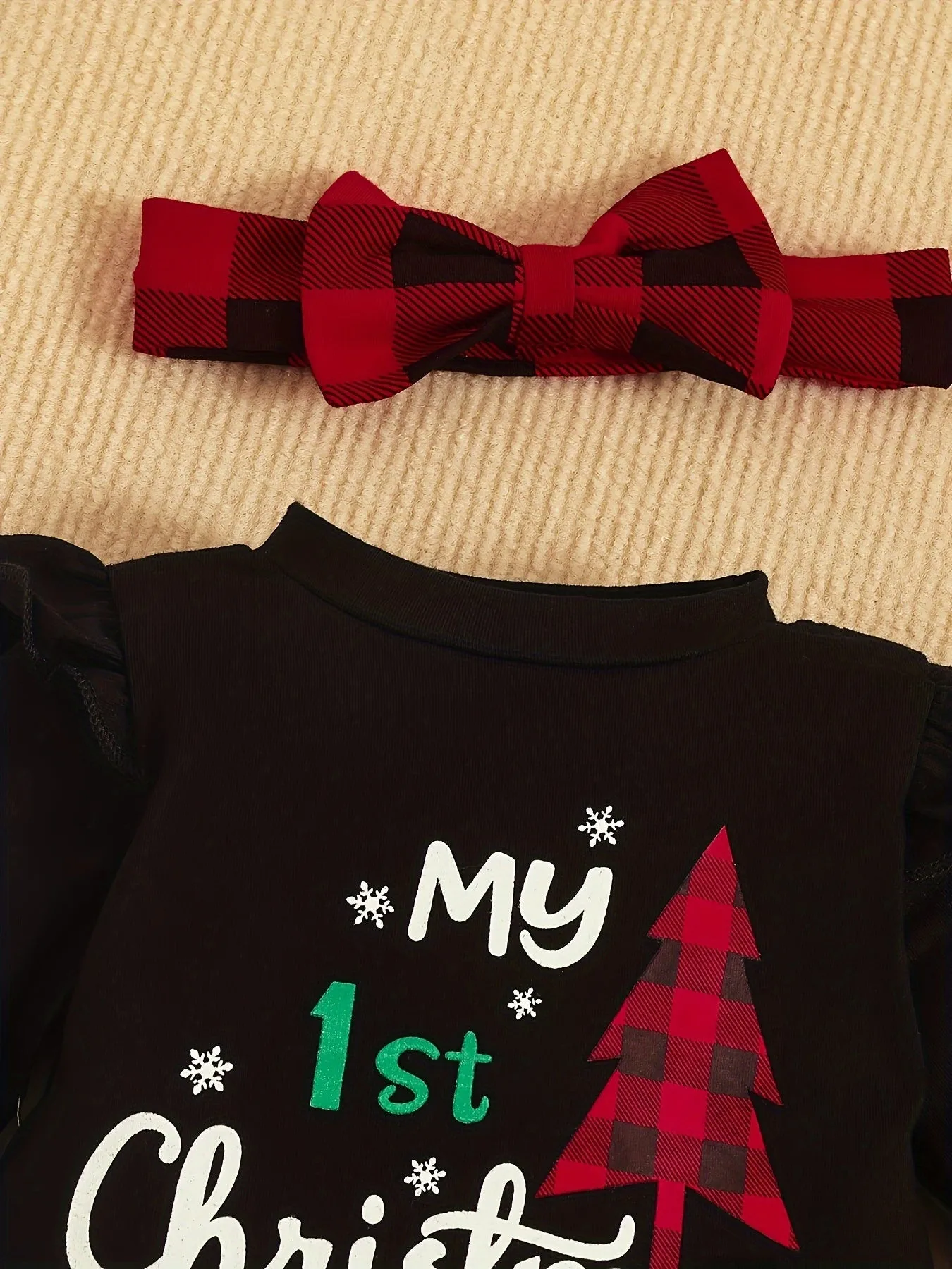 Baby Girl Christmas Outfits, Fall Winter Long Sleeve My First Christmas Letter Print Dress Top   Striped Pants 2pcs outdoor clothes Outdoor Set 3-18 Months, Outdoor Cloth