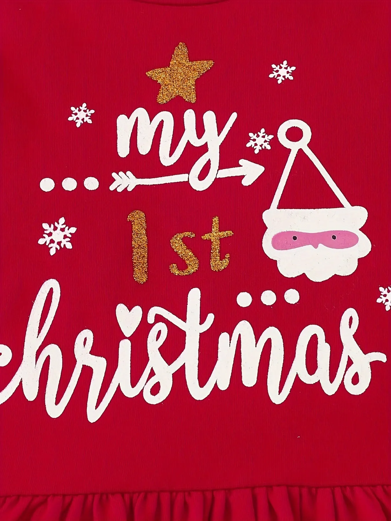 Baby Girl Christmas Outfits, Fall Winter Long Sleeve My First Christmas Letter Print Dress Top   Striped Pants 2pcs outdoor clothes Outdoor Set 3-18 Months, Outdoor Cloth