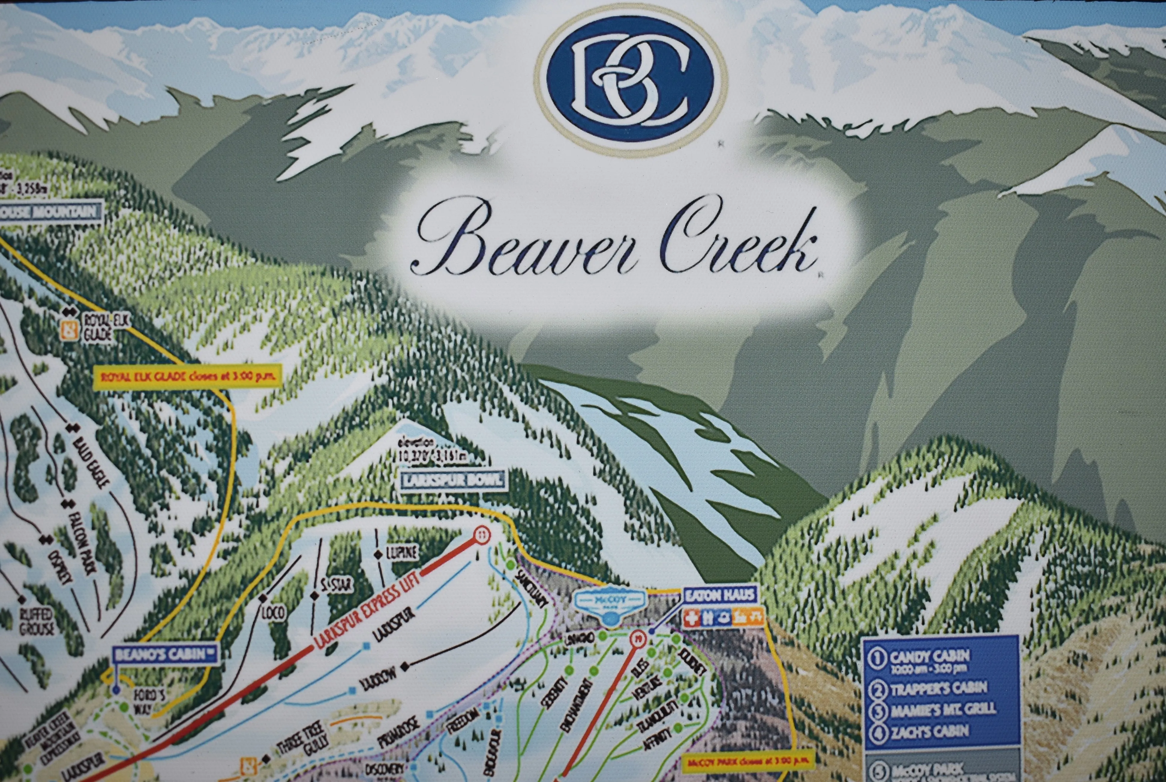 Beaver Creek Trail Map Canvas Print in Barnwood Frame