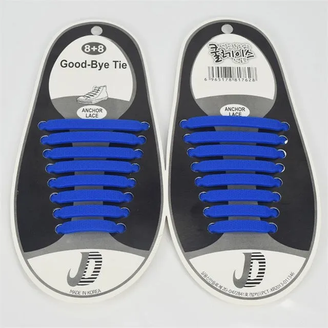 Creative Design Unisex Women Men Athletic Running No Tie Shoelaces Elastic Silicone Shoe Lace All Sneakers 9 Colors Optional