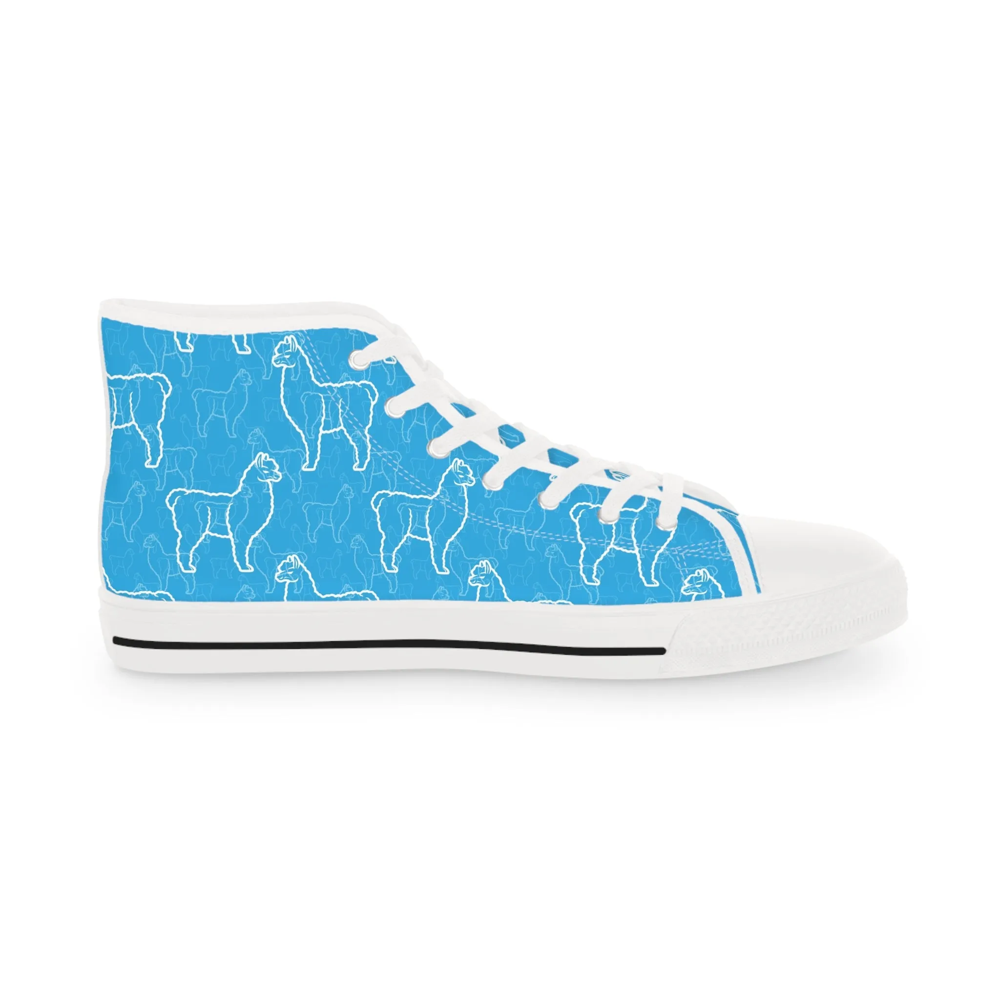 Cute Blue Llama Men's High Top Sneakers