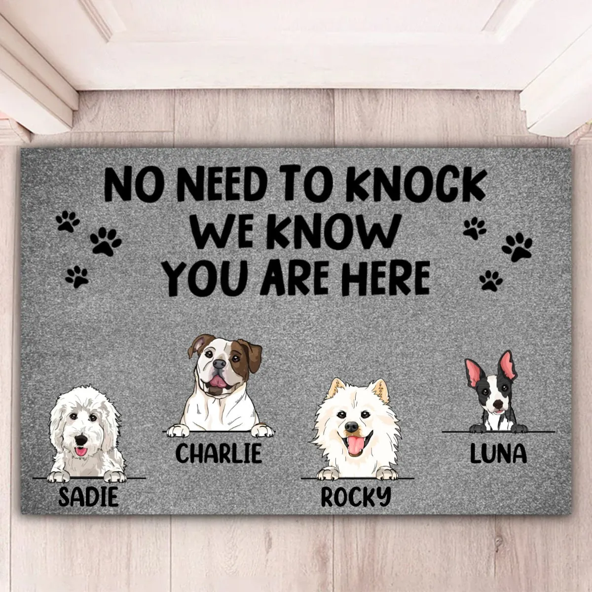 Dog Lovers - No Need To Knock We Know You're Here - Personalized Doormat (TL)