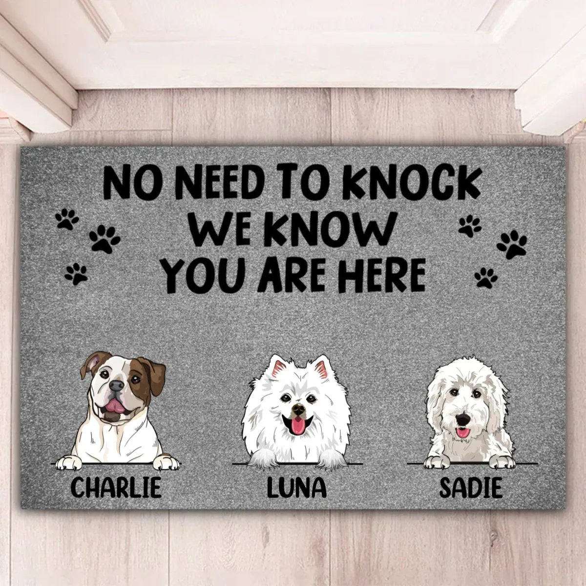 Dog Lovers - No Need To Knock We Know You're Here - Personalized Doormat (TL)