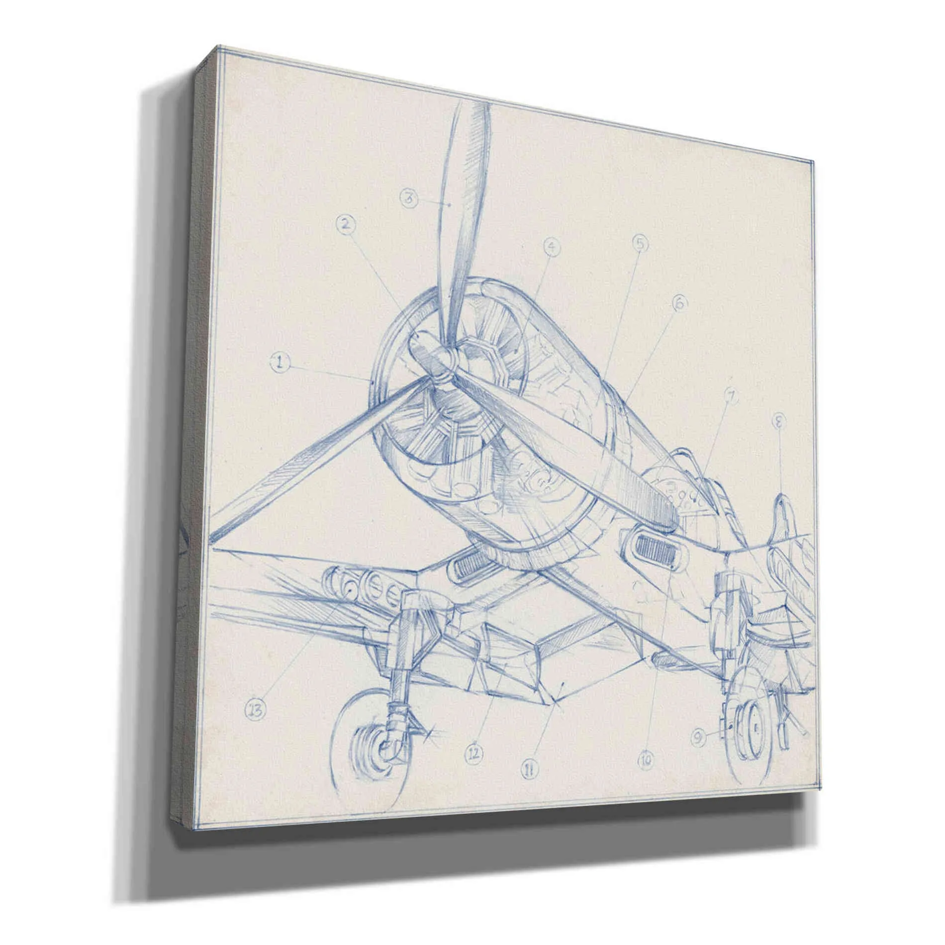 "Airplane Mechanical Sketch II" by Ethan Harper, Canvas Wall Art